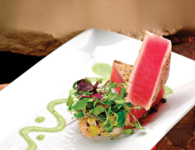 Tuna plated with salad
