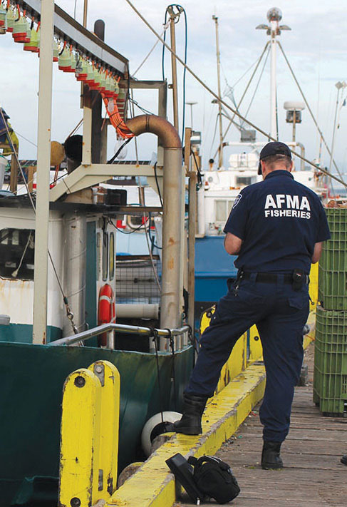 AFMA fisheries officer conducting an inspection