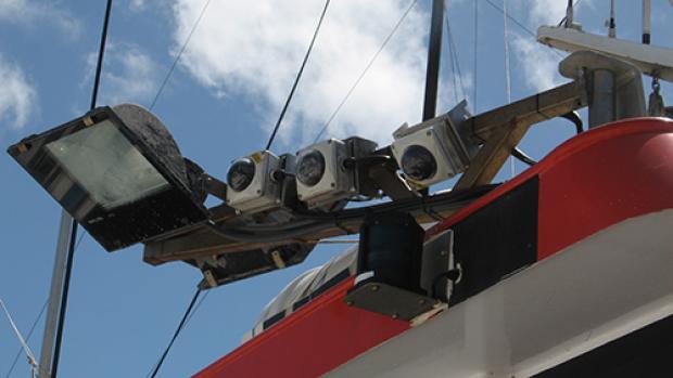 cameras rigged on a boat