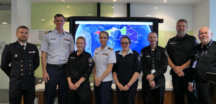 Image of AFMA, the New Zealand Ministry for Primary Industries, Interpol, the French Ministère des Armées and the US Coast Guard in the AFMA Canberra Office.