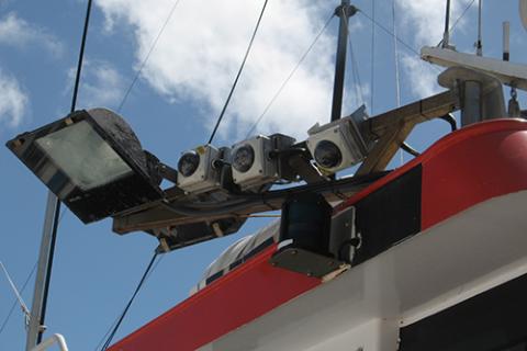 cameras rigged on a boat